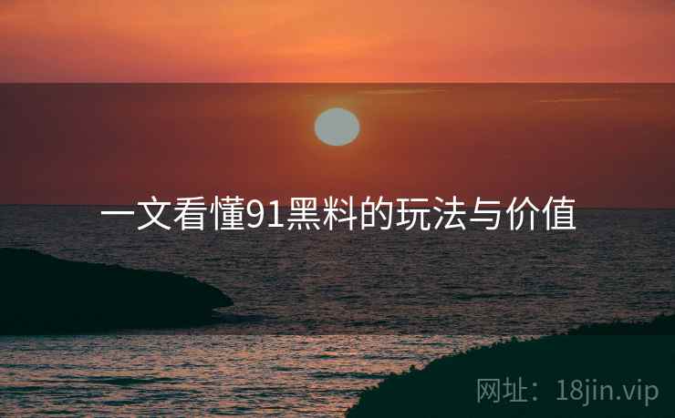 一文看懂91黑料的玩法与价值