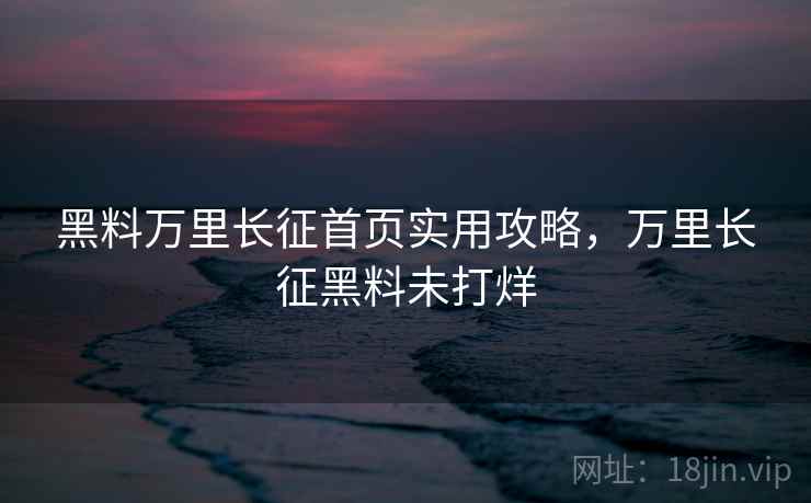 黑料万里长征首页实用攻略，万里长征黑料未打烊