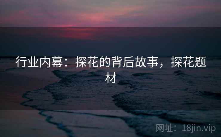 行业内幕：探花的背后故事，探花题材
