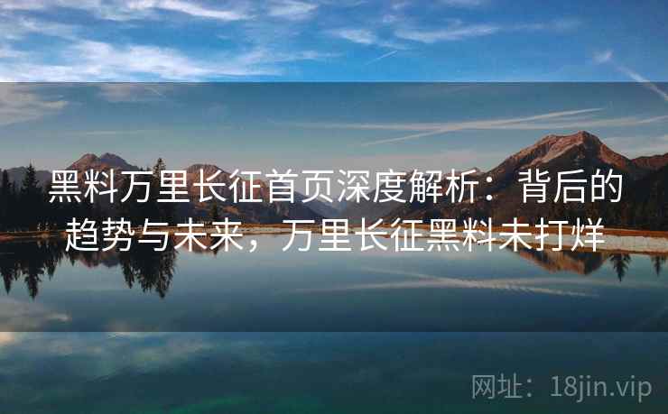 黑料万里长征首页深度解析：背后的趋势与未来，万里长征黑料未打烊